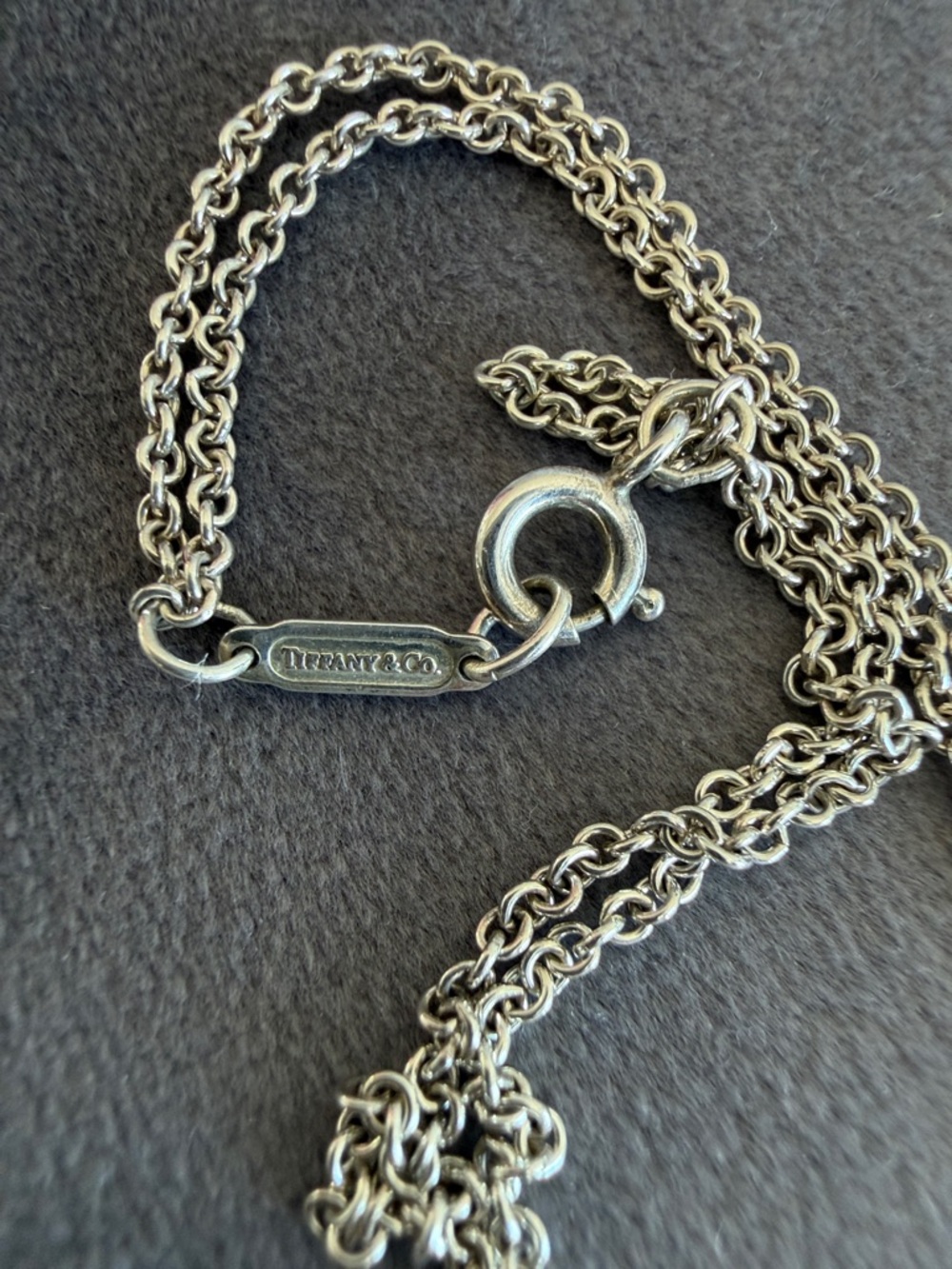 Tiffany & Co. Sterling Silver Infinity Double Chain Pendant Necklace 16” w/pouch - Picture 2 of 9